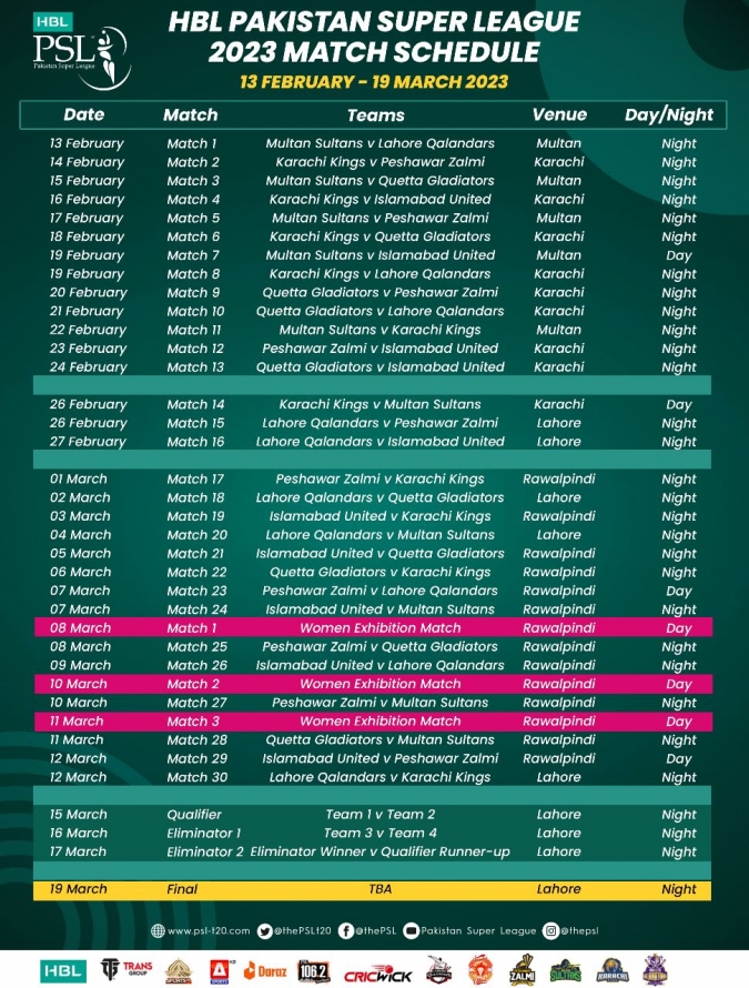 PSL 8 schedule