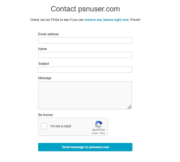 PSNUSER contact form