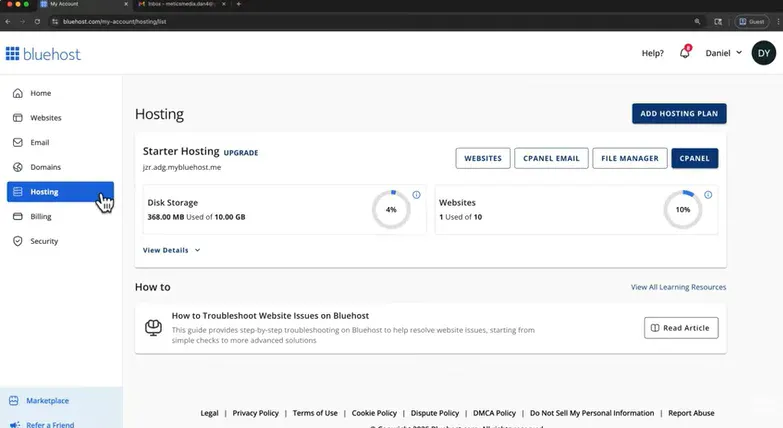 websites tab