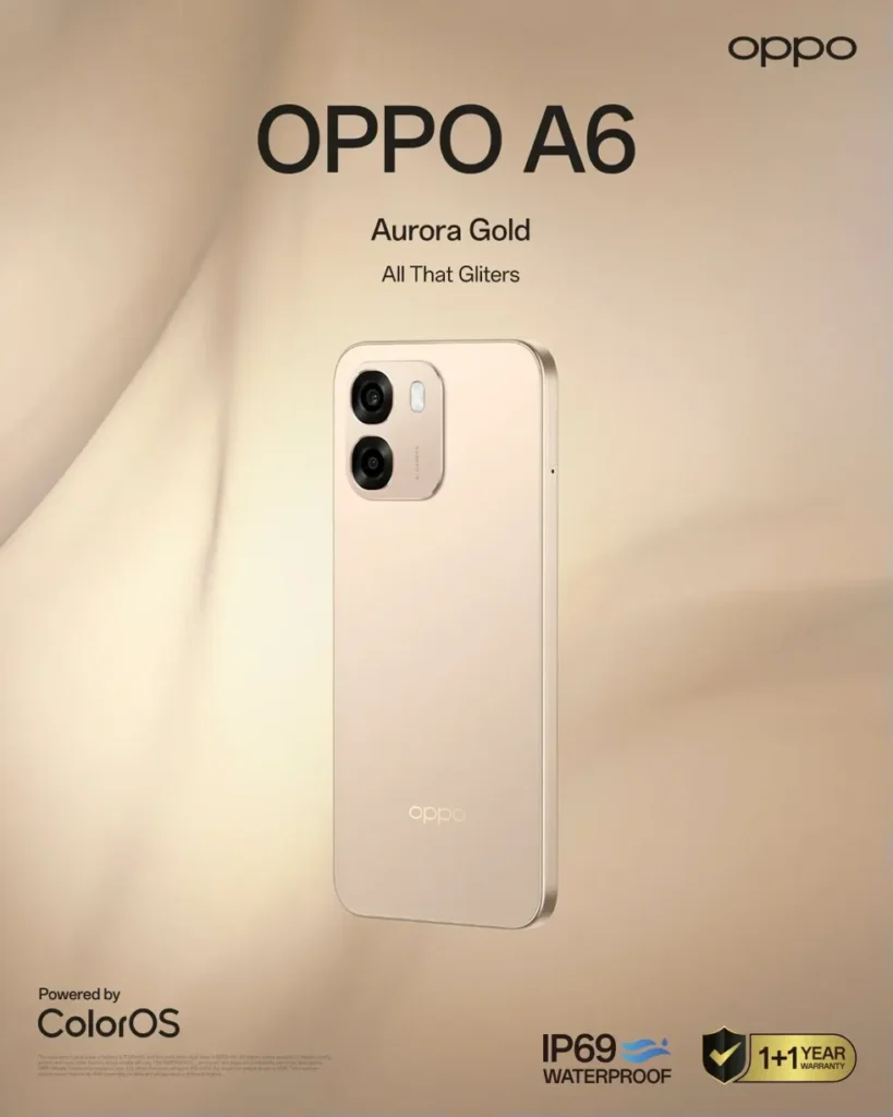 OPPO A6 in Aurora Gold