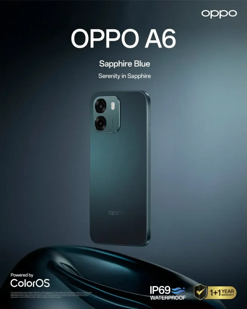 OPPO A6 in Sapphire Blue