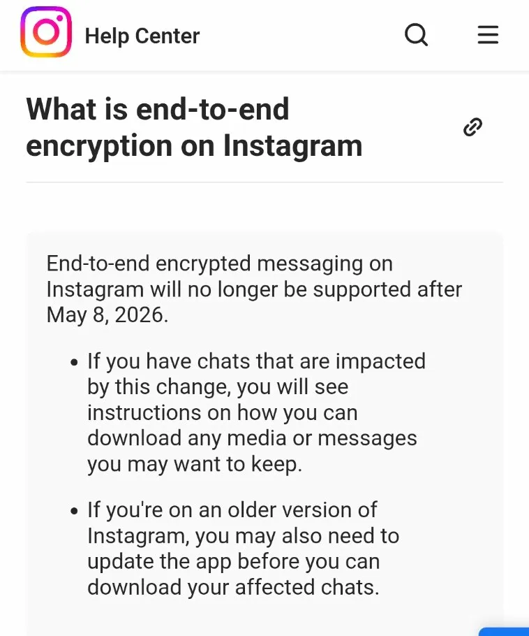 Instagram end-to-end encryption