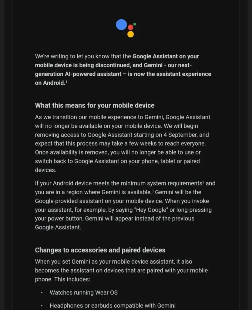 Google Assistant will start disappearing from mobile devices on September 4