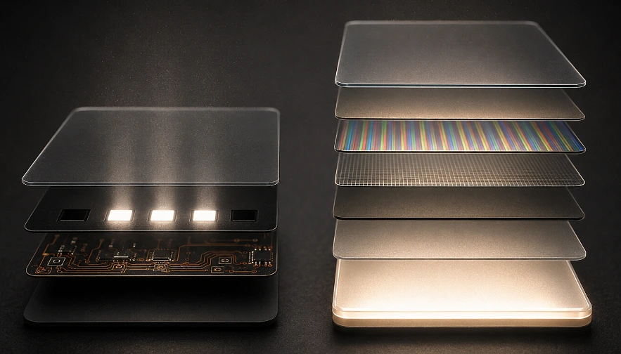 One stack removes the light at source. The other leaves it burning and asks a crystal layer to hold it back