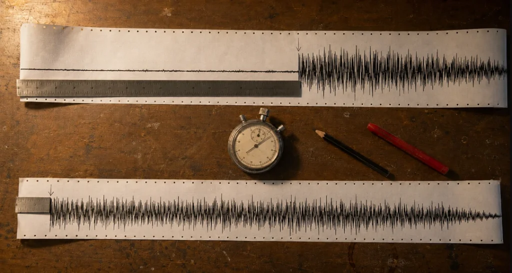 The band walking into the room for twenty seconds before the first line is measurable, and it is gone