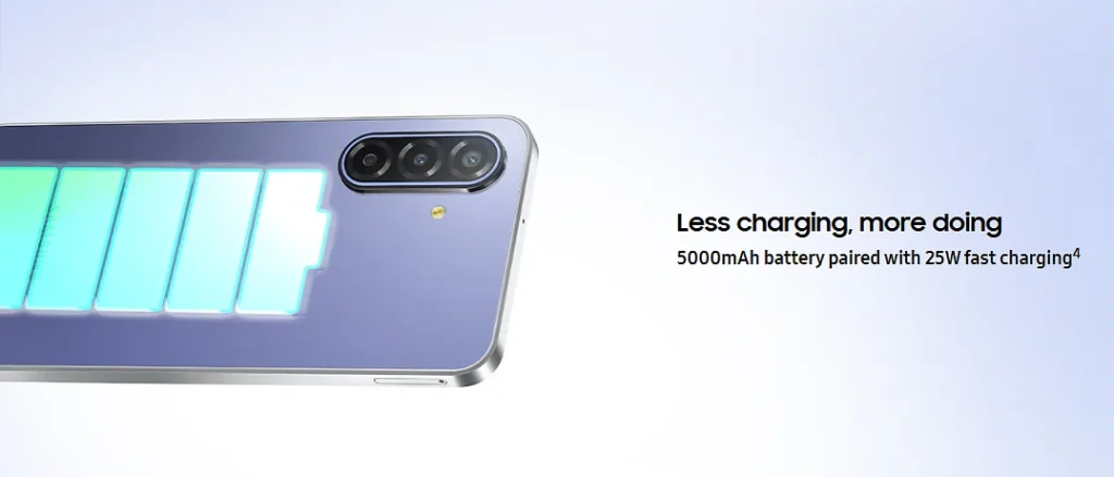 Less charging, more doing
5000mAh battery paired with 25W fast charging
